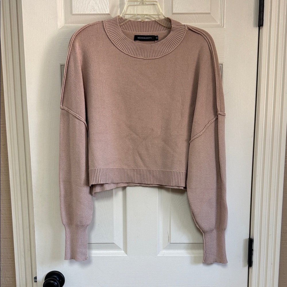 Merokeety  Women's Blush Crew Neck Sweater
